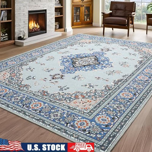 Large Area Rug Soft Chenille Non Slip Vintage Machine Washable Indoor Carpet New