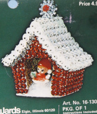 Vintage LeeWards ELF PIXIE HOUSE Bead Sequin Christmas Ornament Kit