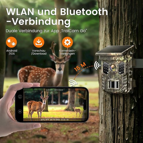 Wildkamera mit Handyübertragung App - 2,7K 32MP WLAN Wildtierkamera Solar - Bild 2 von 20