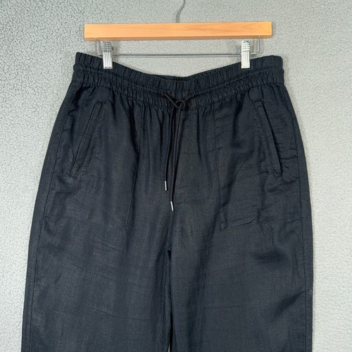 Athleta Retreat Linen Wide Leg Pants Women Medium Black High Rise drawstring - Picture 10 of 13