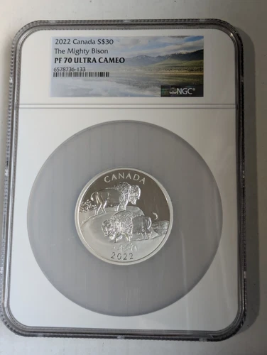 2022 Canada $30 Mighty Bison 2oz 99.99% Silver NGC PR70 DCAM Top Pop RCM