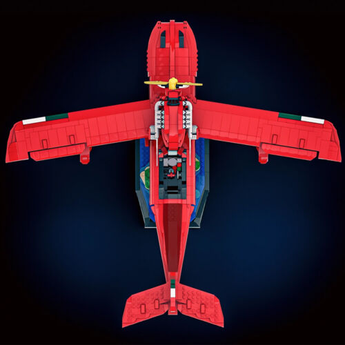MOC Red Seaplane Model with Stand Building Block Set Brick Toy Collection 2340pc - Picture 3 of 6