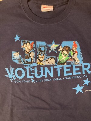 NEW! 2010 SDCC Comic-Con Volunteer T- Shirt Sz S Batman Superman Flash DC Comics