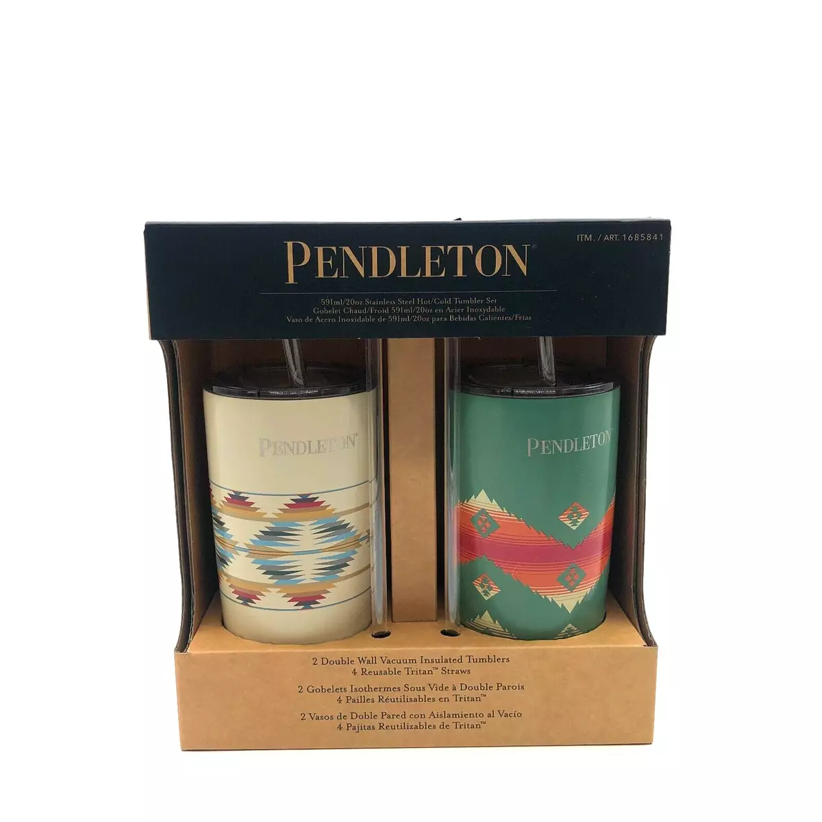 NIB PENDLETON 2-Pack AZTEC Stainless TUMBLER Insulated CUPS 20 Oz