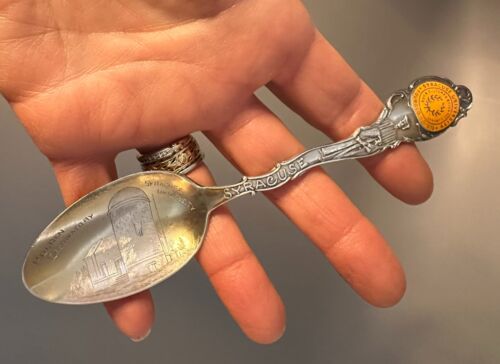 STERLING SILVER SOUVENIR SPOON SYRACUSE UNIVERSITY OBSERVATORY BY SHEPARD MFG - Picture 1 of 12