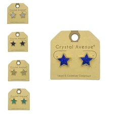 Glitter Star Stud Earrings - 6 Colors Available (0.5x0.5in)