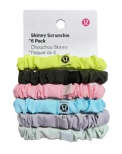 Lululemon Skinny Scrunchies 6 Pack Multicolor- One Size Hair Ties- New With Tags