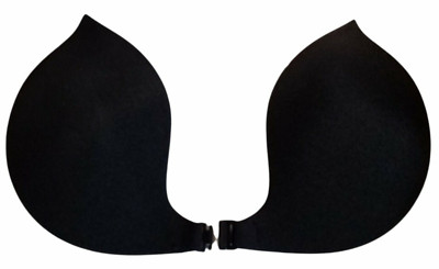 CtopoGO Strapless Stick-On Adhesive Push-Up Bra 100% Silicone Cup Size A BLACK