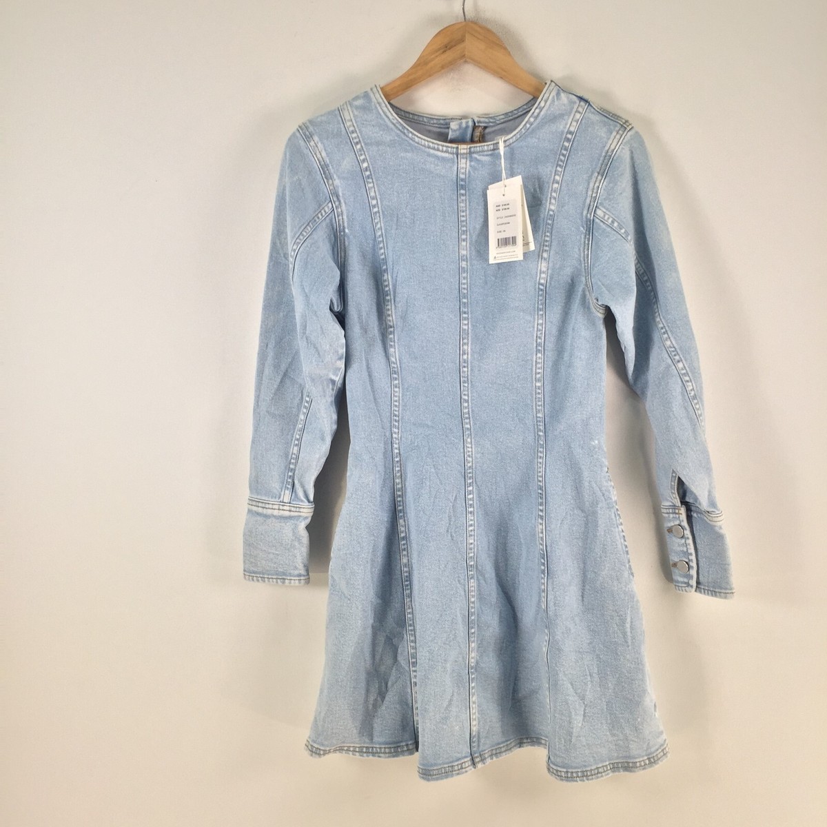 NEW Seed Heritage womens denim dress size 8 fit flare blue long sleeve  097591 | eBay Australia