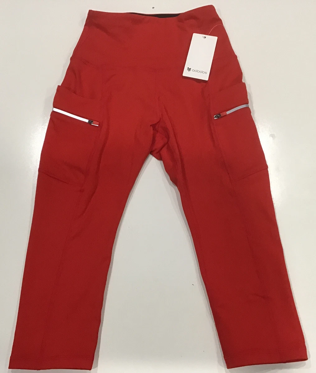 ODODOS Women's High Waisted Red Yoga Pants with Pockets Size XS NEW