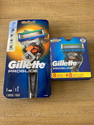 Gillette Fusion Proglide Razor & Blades Refills Cartridges 9 Cartridges Total