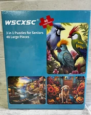 WSCXSC 3 in 1 Puzzles for Seniors 48 Large Pieces New Sealed Box
