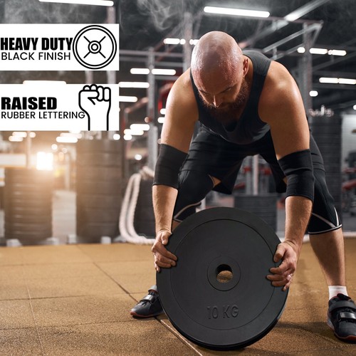 Par de discos de levantamiento de pesas de 2" olímpicos recubiertos de goma de 10 kg barra de gimnasio par de 5 cm - Imagen 5 de 6