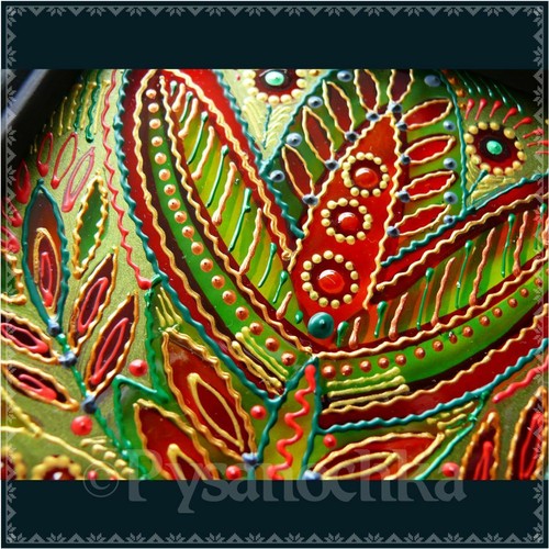 Ukrainian Folk traditional Painting on glass Hand made Framed Wall decor 14x14cm - Picture 3 of 5