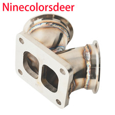Turbo T4 Twin Scroll To Dual 2.5 V-band Flange Stainless Steel Y Elbow Adapter