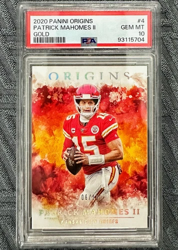 2020 Panini Origins 4 Patrick Mahomes Kansas City Chiefs gold /10 PSA 10 (pop 2)