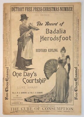 RARE 1890 DETROIT FREE PRESS ''THE RECORD OF BADALIA HERODSFOOT'' RUDYARD KIPLING