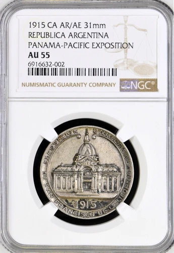 1915 Panama-Pacific Expo Medal - Republica Argentina, AU55 NGC, World Fair Token