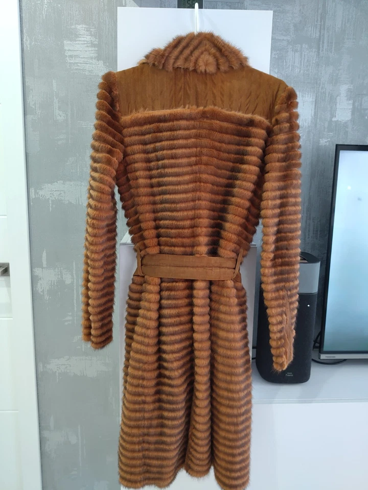 CHRISTIAN DIOR Coñac Marrón PIEL DE VISÓN Gamuza Reversible Cinturón Abrigo Chaqueta Trench Foto 4 de 4