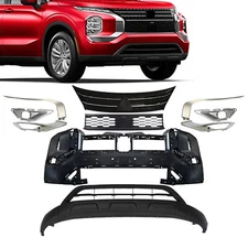 Front Bumper Cover Kit W/Grille/Fog Lamp Covers For 2022-24 Mitsubishi Outlander