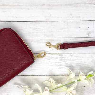 Coach Long Zip Around Wallet in Cherry Red Leather C3441 New