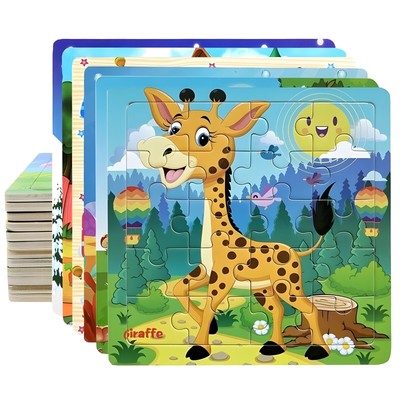 20 Stck. Holzpuzzle Baby Kinder Kleinkind Tier Buchstaben Lernspielzeug Geschenk ABC
