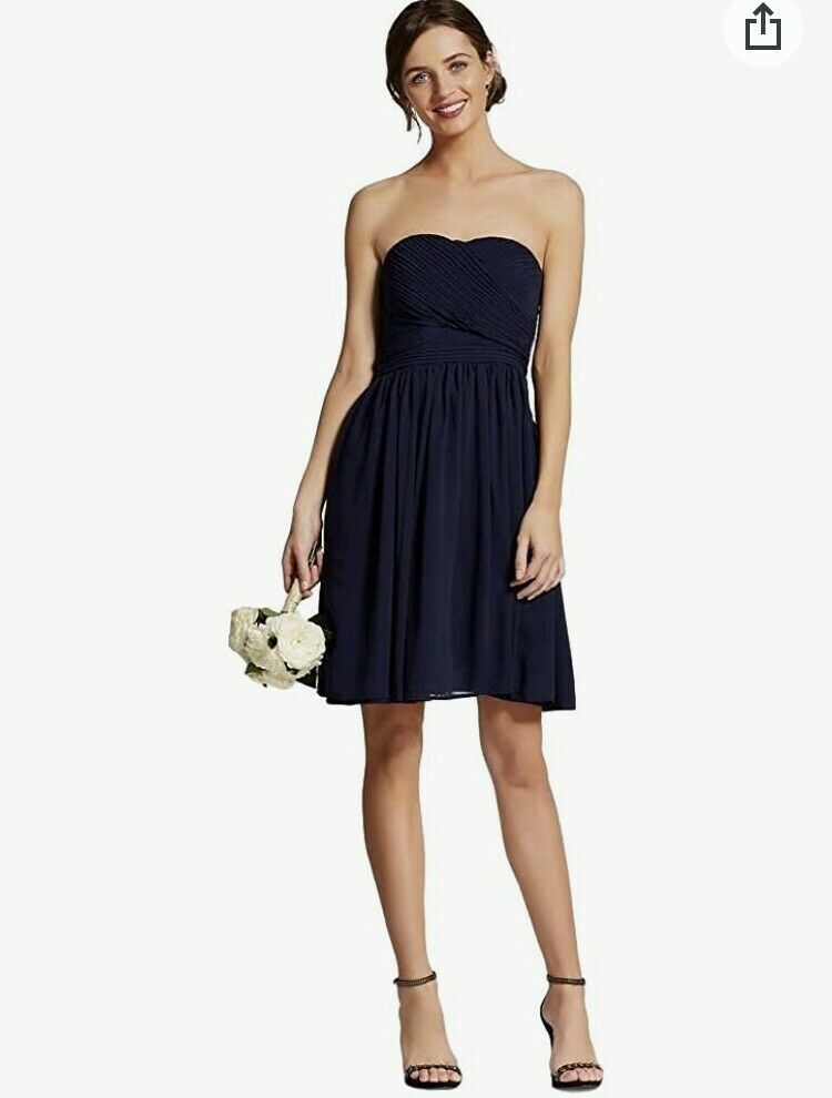 navy strapless bridesmaid dress AW.Bridal Mermaid Straight Neckline Ankle Length Sleeveless Strapless Long Bridesmaid Dresses Dress Dark Navy Size 16