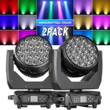 2PCS 19x20W LED RGBW 4-in-1 Zoom Moving Head Stage Light Beam DJ Party Xmas DMX