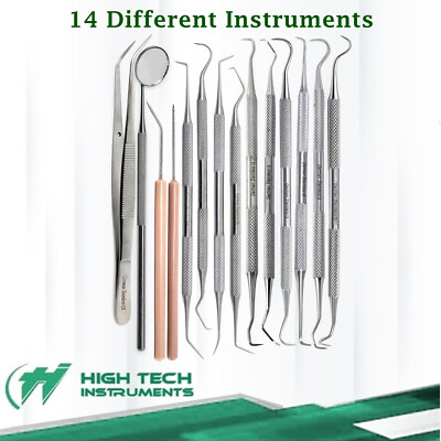 German Dental Oral Hygiene Kit 14 Pcs Deep Cleaning Scaler Oral Care Instruments