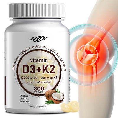 Vitamin D3+K2 Softgels 10000 IU 250mcg Cholecalciferol, MK-7, Immune Support
