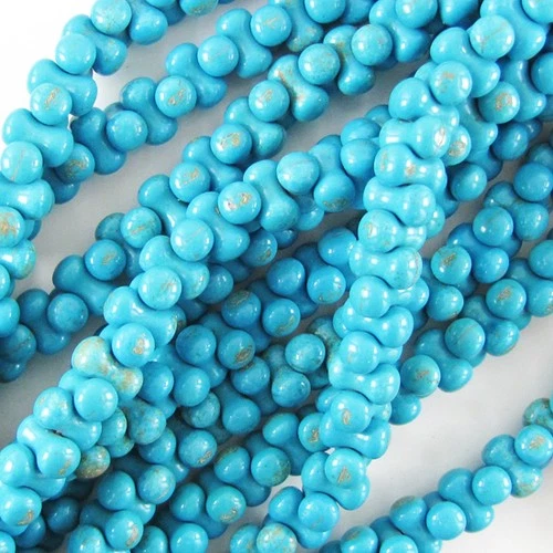 14mm blue turquoise cylinder beads 16" strand S2
