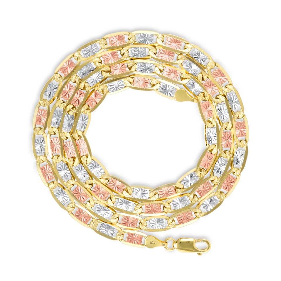 10K Tri Color Gold 1.5mm-5mm Valentino Mariner Anchor Chain Necklace 16"- 26" - Image 3 of 4