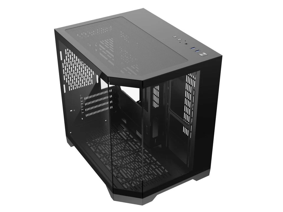 DIYPC DIY-CUBE03-BK Black Dual USB3.0 Tempered Glass Micro ATX Gaming Computer C - Image 2 of 4