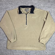 Simms Polartec Fleece Pullover Mens XL Beige Quarter Zip Made In USA Fishing