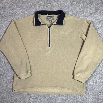 Simms Polartec Fleece Pullover Mens XL Beige Quarter Zip Made In USA Fishing