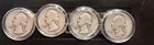 🔥 1936-64 Washington Quarter 90% Silver Circulated $1 Face Value 4 Quarters🔥
