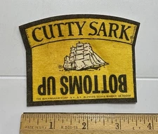 Vintage Cutty Sark Bottoms Up Whiskey Souvenir Printed Fabric Patch Badge