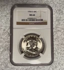 1954-S FRANKLIN HALF NGC MS64 90% S.  The Last Year Of  “S” Mint Franklin Half