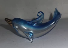 Murano Style Blown Glass Dolphin  Ornament  2-1/2" long