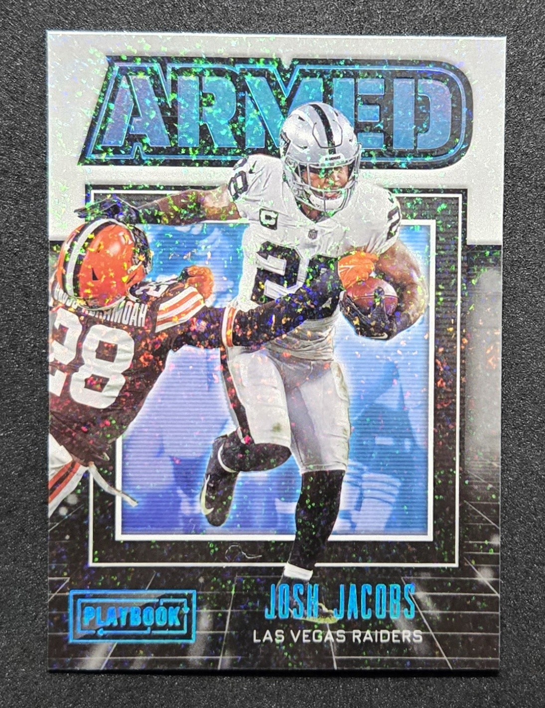Josh Jacobs 2022 Panini Playbook Armed Insert SSP #A-7 RAIDERS/PACKERS