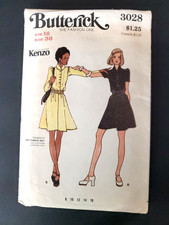 Vestido Kenzo Butterick 3028 patrón años 70 telas tejidas talla 16 sin cortar/FF