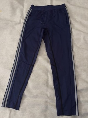 adidas Men's Navy Track Pants M Athletic Fit, Striped, Zip Pocket, Running, Gym