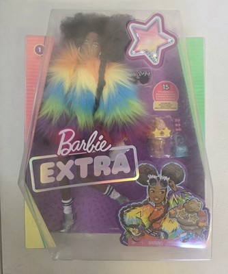 BARBIE EXTRA African American Doll #1 Rainbow Coat Pet Poodle Accessories