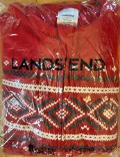 Boys Lands End Pjs Pajama Union Suit Fleece Size 10 Red NEW Full Zip Sleeper