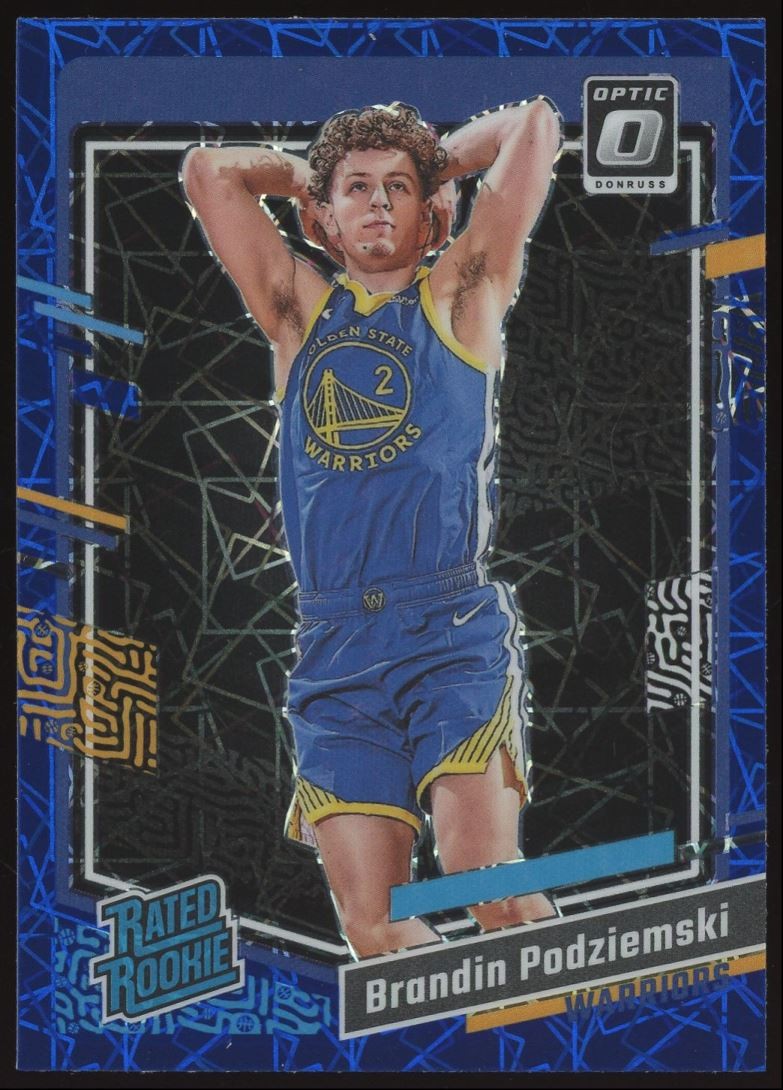 Brandin Podziemski Rookie #203 2023-24 Panini Donruss Optic Blue Velocity Card