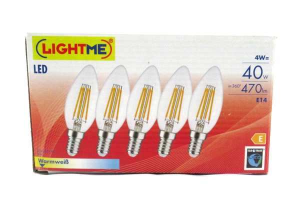5Xlightme Led Leuchtmittel Kerze 4W=40W E14 470Lm Warmweiß 2700K 859313-image