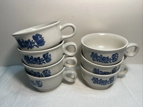 7 Pfaltzgraff Yorktowne Stoneware Blue Flower Soup Coffee Chili Mug 801