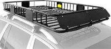 XCAR Roof Rack Basket Rooftop Cargo Carrier with Extension Rack, black 