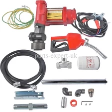 Fuel Transfer Pump 10GPM 12V with Discharge Hose ＆ Automatic Nozzle for Gasoline