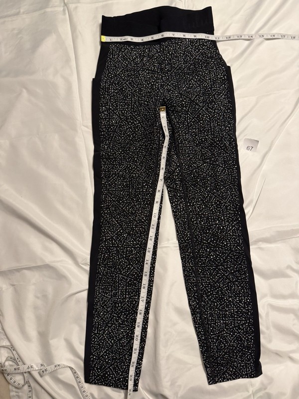Lululemon Women's Black/White Abstract Pull-On Ankle Yoga Leggings Stretch Sz 4